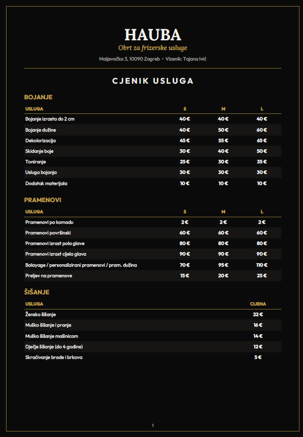 cjenik - strana 1